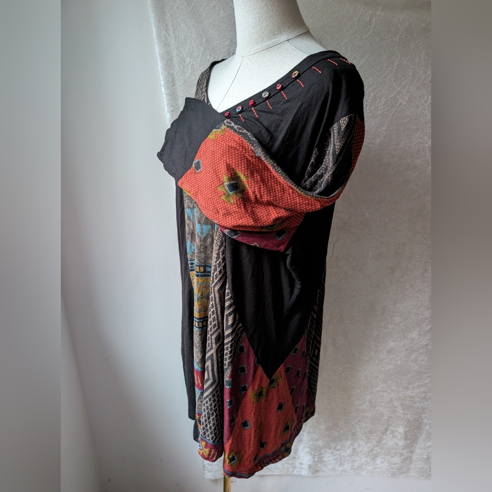 Paisley Grace Rayon Artist Boho Long Sleeve Tunic Top Wearable Art - Picture 4 of 5
